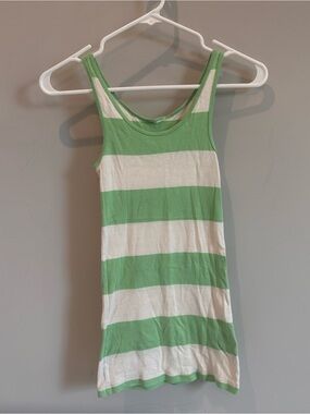 Green and White Striped Tank Top, Size XS
